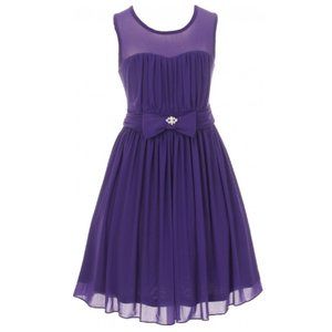 Little Girl Toddler Sweetheart Chiffon Neckline Bow Princess Flower Girl Dress